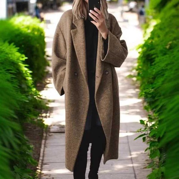 Winter Independent Station Multicolor Multicode Woolen Extra Long Windbreaker W…