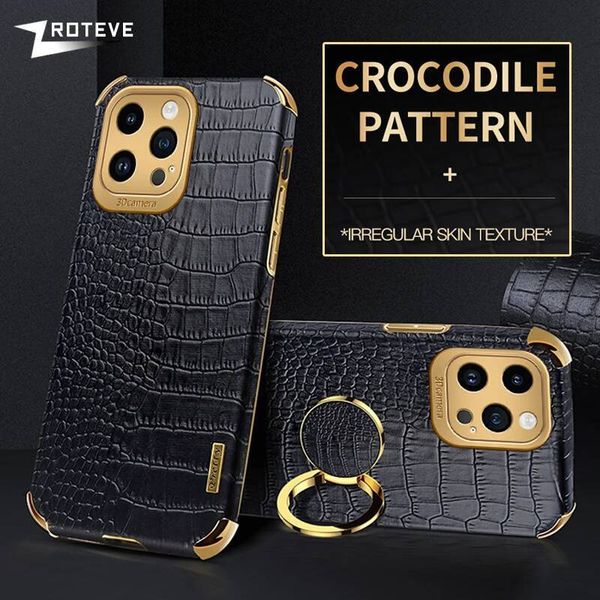iPhone 16 e 16e 15 14 13 12 11 Pro Max Zroteve Crocodile Leather Plating Silicone Cover For iPhone16 Plus iPhone13 Mini Case