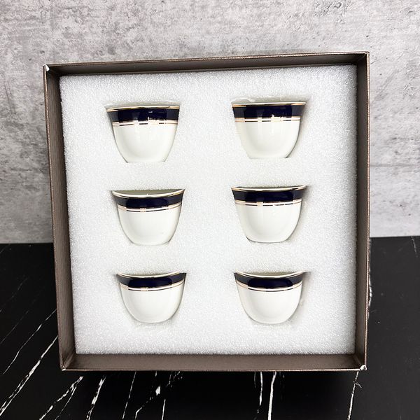 6Pcs Mugs Tea Cups Bone China Coffee Blue Royal Porcelain Party Espresso 000