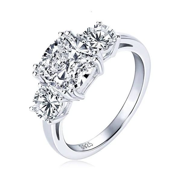 GRA Wedding Band Jewelry 925 Sterling Silver Cushion Cut Three Stone 35cttw D Moissanite Engagement Rings for Women