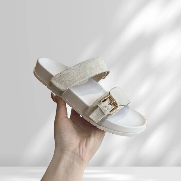 2026 Beige transparent Ankle Buckle Shoes Summer Slippers Flats Classic Dress Sandal Women