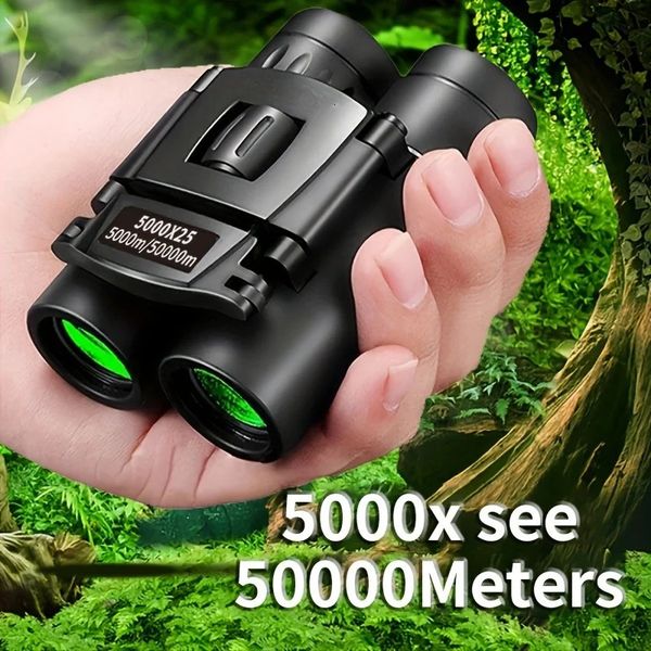 5000x25 HD Zoom BAK4 Telescope Jumelles Portable Powerful Folding Low Light Binoculars Long Range for Hunting Camping Hiking 251103