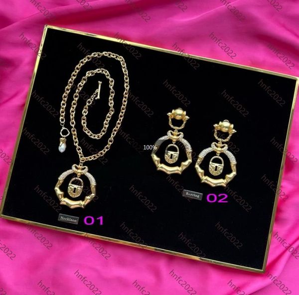 New Designed women oversized lock with diamonds PENDANT necklace earring gold plated Schiaparelli Designer Jewelry Christmas Festival Option