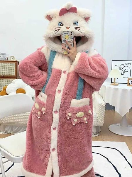 Fashion MINISO Adult Marie Cat Cosplay Costume Robes Kigurumi Onesie Anime Nightgown Halloween Cartoon Pajamas Y251104