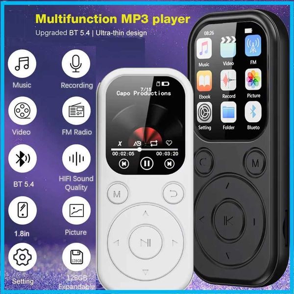 Mini MP3 player 1.8-inch IPS screen Type-C 5.4 MP3 touch key music stereo vocal cords HiFi speaker FM radio recording e-book Z250403