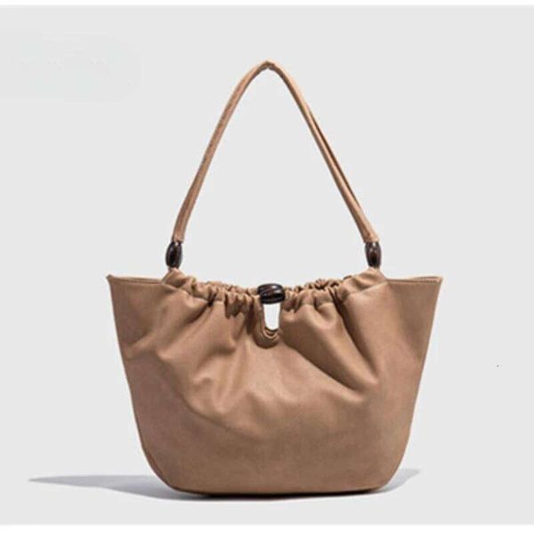 Designer Chinese Style Vegetable Basket PU Leather Tote For Women New Single Ruched Lightweight Shoulder Underarm Bag 251105 Suotong1021