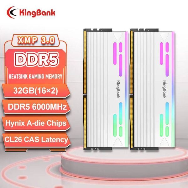 KingBank 32GB DDR5 6000MHz CL26 RGB Memory Dual Channel Overclocking XMP30 EXPO 16GBx2 for Gaming And High Performance system