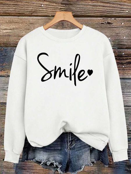 Light Up Love With A Smileprints Sweatshirt Womens Loose Sporty Hoodies Fleece Warm Crewneck Tops Winter Comfortable Clothest251105-image
