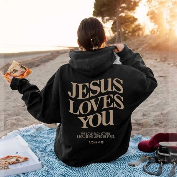 Jesus Loves You Print Pullover Hoodies Womens Hoodie Autumn…
