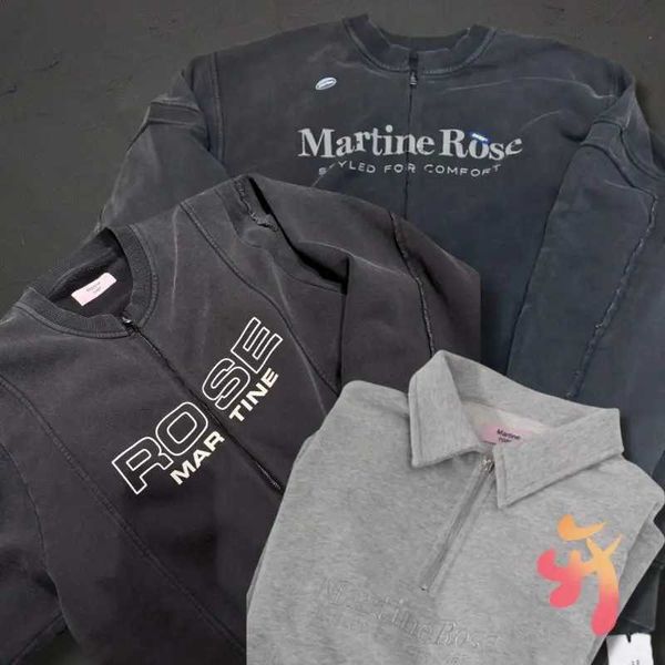 Stock Men Women Graffiti Faded Letter Martine Rose Jackets Retro Washed Black Patchwork Zipper Sweatshirts Loose Coats J251103