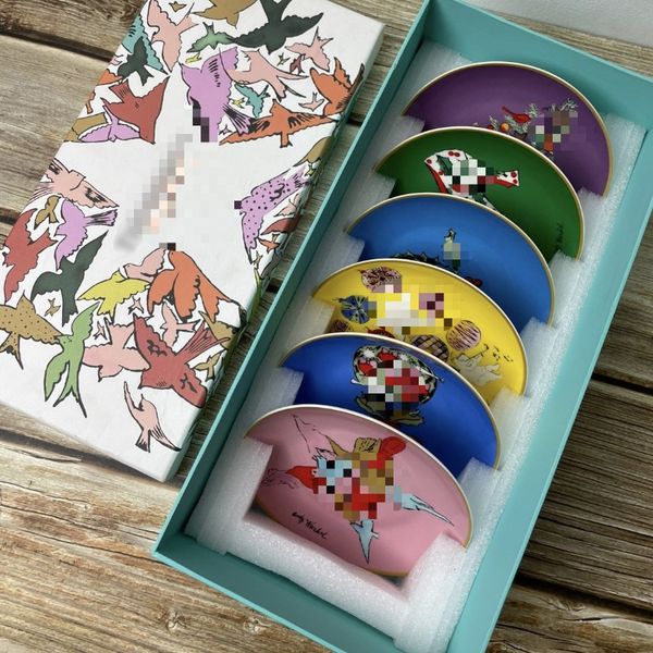2026 6-Piece Colorful Dessert Afternoon Tea Heart Plate Creative Tableware Set