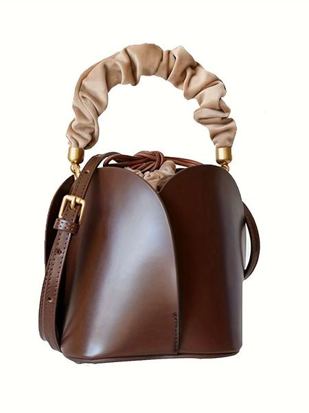 Mirror Drawstring Pocket Petals New Vegetable Basket Bucket Niche Design Retro Handbag Women's Shoulder Crossbody Bag, Chocolate
Mirror Drawstring Pocket Petals New Vegetable Basket Bucket Niche Design Retro Handbag Women's Shoulder Crossbody Bag, Chocolate