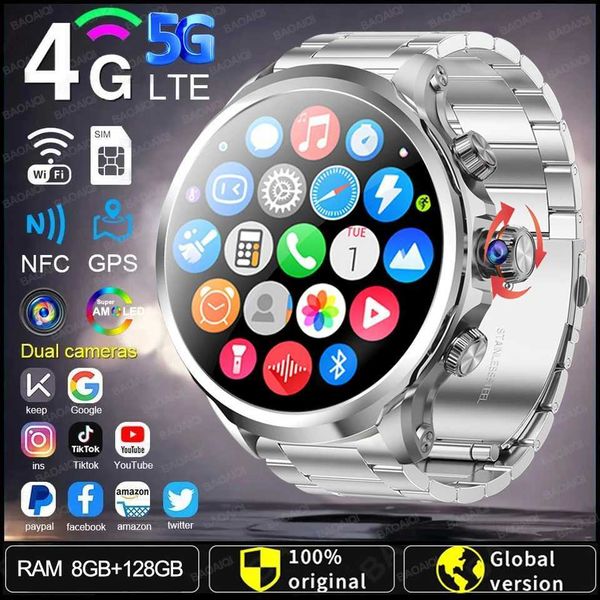 5G/4G smartwatch 1.95-inch AMOLED 1880mah battery 8GB+128GB RAM 900W GPS camera WIFI Google application download smartwatch Android 9.0XJ250408