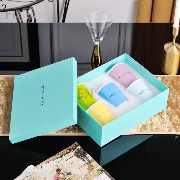 Ceramic gs Coffee Tea Milk Water Cups u0026 Saucers Kitchen Dining Utensils Blue Presents Box Packaging Wedding Birthday Gifts Y260515 Y260515