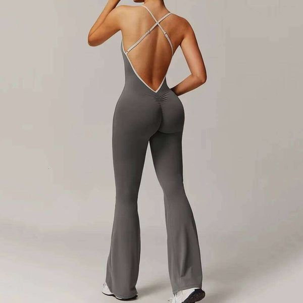 DHgate Sexy Back V Gym Set Training Yoga Suit Sportswear Women Sports Jumpsuit Fitness Rompers Stretch Workout Bodysuits sold by DHgate