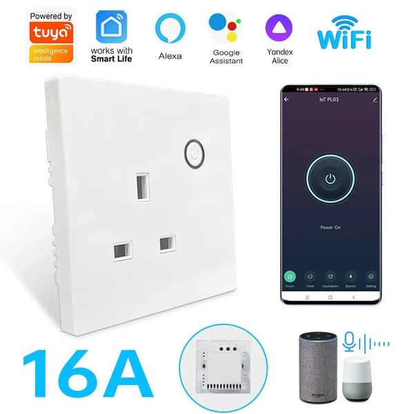 Tuya Mobile phone remote control switch air conditioning water heater TV 16A intelligent WiFi socket 86 type panel 250402