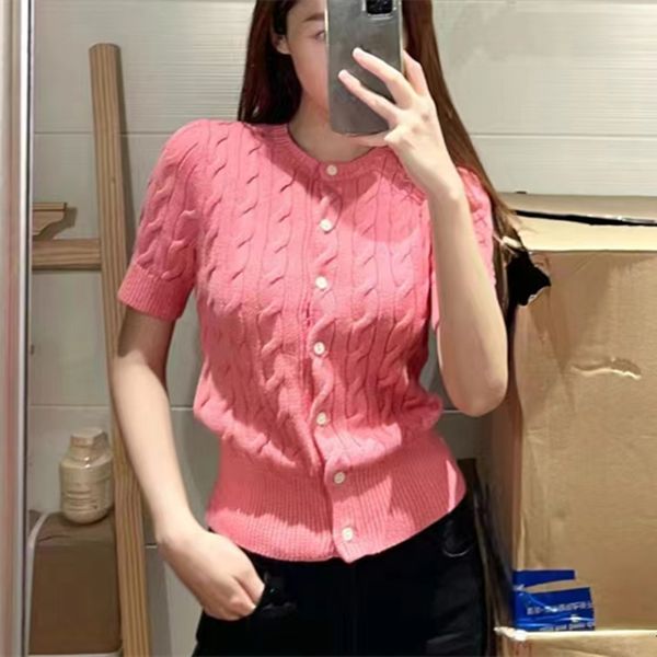 Women T-Shirt Pony Designer Knit Slim Fit Cardigan Tee Short Sleeve Soft Cotton Button Style for Daily Outfit, Ds021-rose
Women T-Shirt Pony Designer Knit Slim Fit Cardigan Tee Short Sleeve Soft Cotton Button Style for Daily Outfit, Ds021-rose