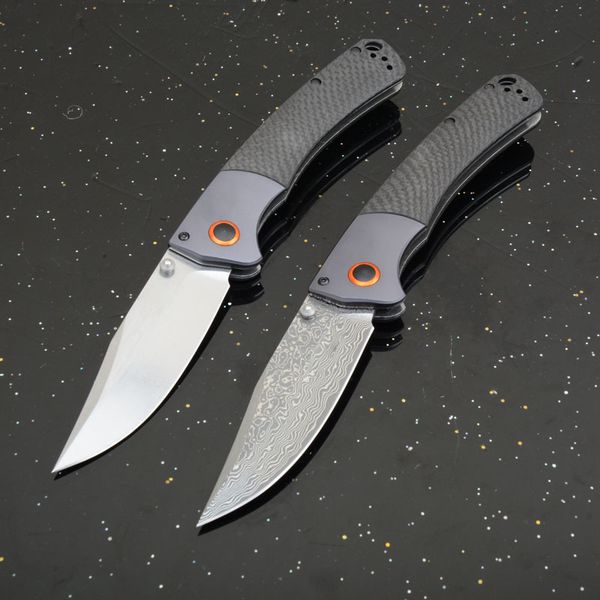 High End 15080 Folding Knife S30V/Damascus Steel Blade Carbon Fiber with Stainless Steel Handle Outdoor EDC Pocket Knives With Retail Box