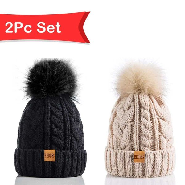 Women Winter Pompom Beanie Hat With Warm Fleece Linedsuitable For Keeping Warm …