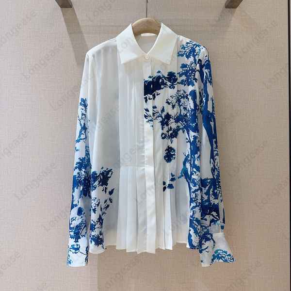 Shirts for women designer tops women silk lapel neck long sleeve floral printed shirt blouses designer for women top designer clothing women blouses