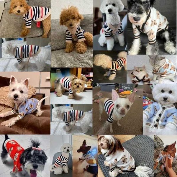 Winter Dog Clothes Chihuahua Soft Puppy Kitten High Striped Cardigan Warm Knitted Sweater Coat Fashion Clothing for Pet Dogs CatM251111