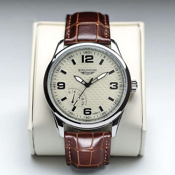 Trade New Hot-Selling Fashion Men's Watch Leather Strap Waterproof