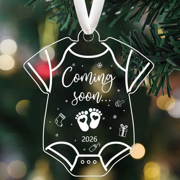 Pregnancy Announcement Ornament Transparent Acrylic Christmas Tree Hanging Decoration Gift for New Expecting Parents Baby ShowerM251111