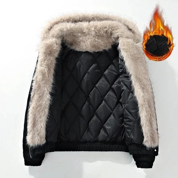 Winter Fur Collar Hooded Parkas Men Padded Puffer Coat Man Thicken Warm Parkas Outwear Streetwear Harajuku Oversized Jacket 251106