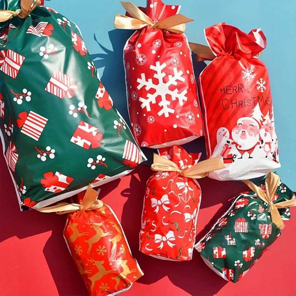 10pieceMerry Christmas Candy Bag Santa Gift Bag Snowflake Drawstring Bag Christmas Decorations for Home New Year Noel PresentsM251111