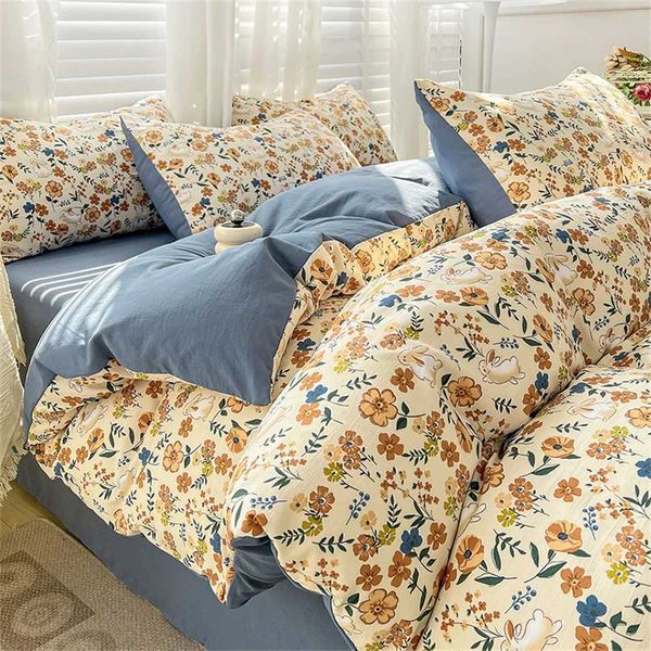 Four-Piece Bedding Set Simple Duvet Cover Plant Flower Bed …