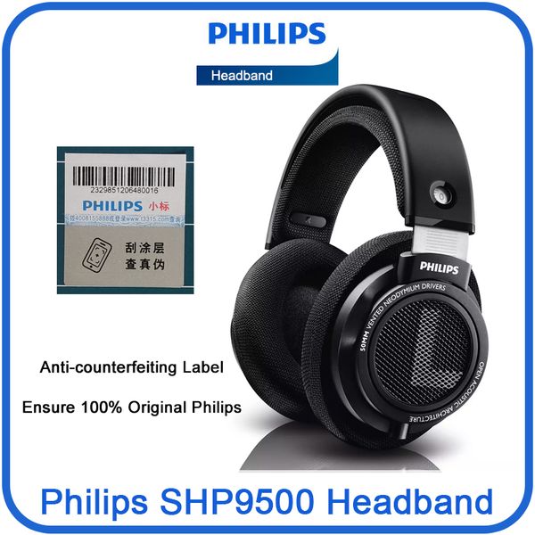 New Philips SHP9500 Wired Headphones HiFi Stereo HD Mic Call Earphones Sports Running Office Education Online Lesson Learning Headset iPhone Android Universal