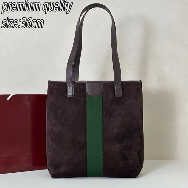 (Order by pic in opt, not by desc) Women's Luxury Vertical Suede Tote Bag - Genuine Suede Spacious Shoulder Bag with Metal Accents