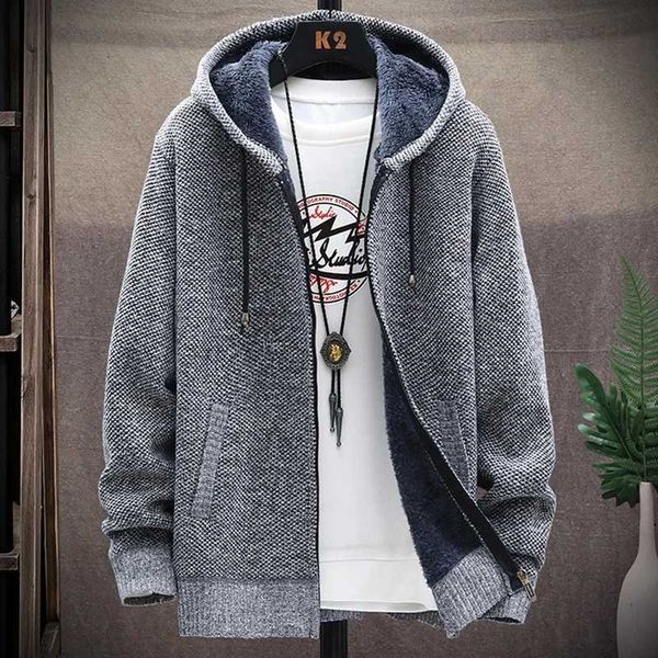 Men's Thick Sweater Winter New Zipper Hooded Fashion Warm Slim Fit Knitted Fleece Hoodies Cardigan Casual Coats Men Brand ClothingXJ251112