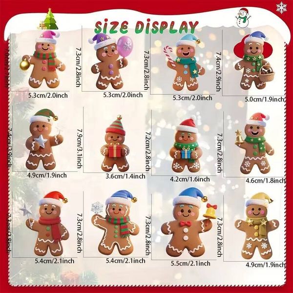 Christmas 12Pcs Wooden Gingerbread Man Ornaments Tree Hanging Pendants Kids Gifts Favors New Year Festival Party Home Decoration ddmytues