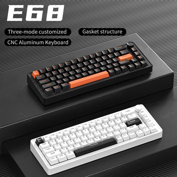 E68 three-mode aluminum Tuotuo mechanical keyboard Gasket structure wireless Bluetooth RGB hot-swap e-sports gaming keyboard