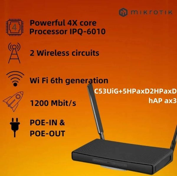 Mikrotik C53UiG5HPaxD2HPaxD hAP ax3 Wireless POE router wifi6 1774 Mbps 25G Gigabit Ethernet WPA3 Dual Band 80211ax