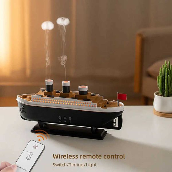 Design Titanic Ship Model Air Humidifier USB Home 250ml Essential Oil Jellyfish Smoke Ring Spray Aroma Diffuser Remote ControlM251113