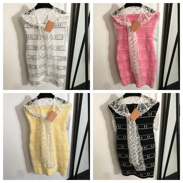 Vintage Stripe Knit Dress Lace