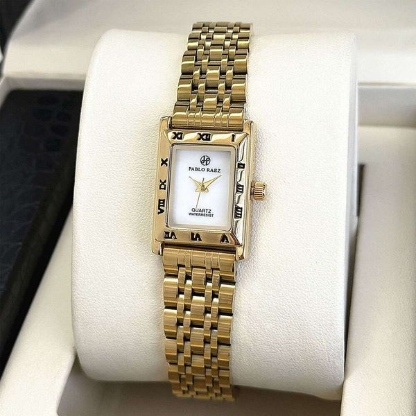 gold Square Steel Band Light Luxury Simple Watch Shell Face Streaming One Piece Women's Gift