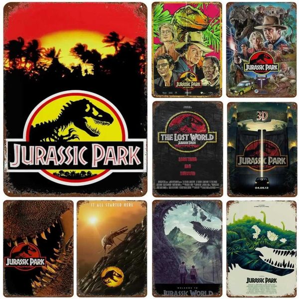 Vintage Jurassic Park Metal Sign Classic Movie Poster Plaque for Home Bar Club Wall Decor Retro Film Wall PlateM251114