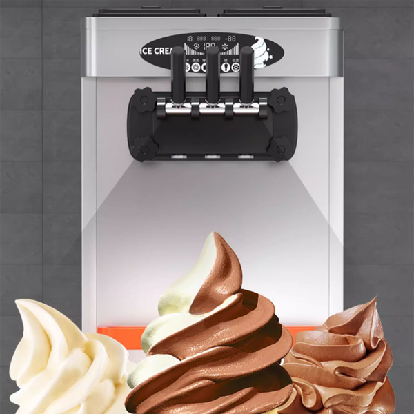 DHgate Three Flavor Soft Ice Cream Machine Soft Serve Ice Cream Making Machine Factory Price sold by DHgate