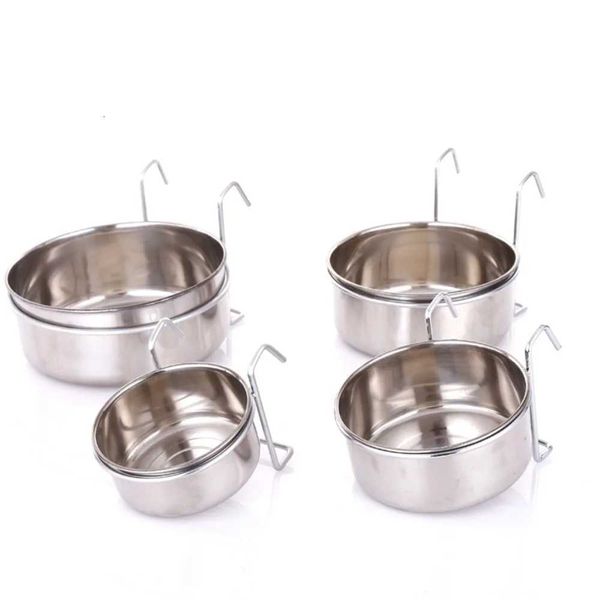 Cat Hanger Cage Cup Stainless Steel Pet Feeding Tools Stationary Dog Bowl Hanging Feeder Dish Travel Food Water BowlsM251114
