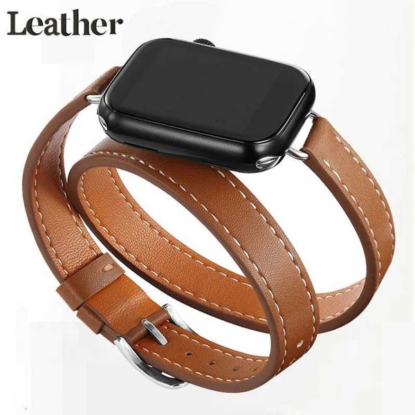 Band for Apple Watch Ultra 49mm 45mm 42mm 44mm 41mm 38mm 40mm Double Tour Leather Strap Iwatch Series 9 8 7 6 Se 5 4 3 2 Correa W251114