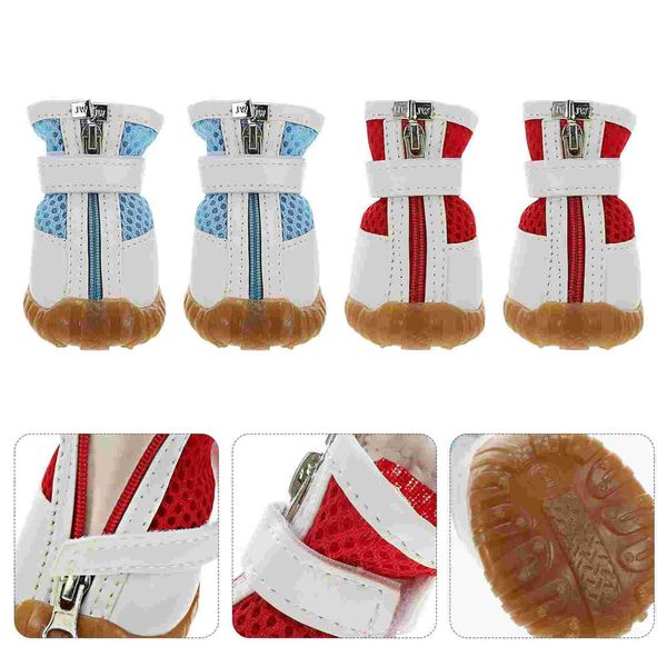 8 Pcs Non-slip Pet Shoes Boots Puppy Outdoor Sand Mesh Small Dog Snow Paw Protectors M251115