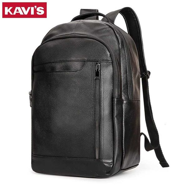 Kavis Genuine Leather Fashion Backpack Laptop Men Luxurious Bagpack Student Hig…