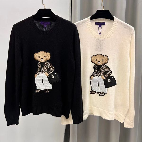 sweaters woman Designer Sweaters for women Luxury Knitted sweater Top Autumn/Winter pink Bear Embroidery Knitted Long sleeve cotton cute style top