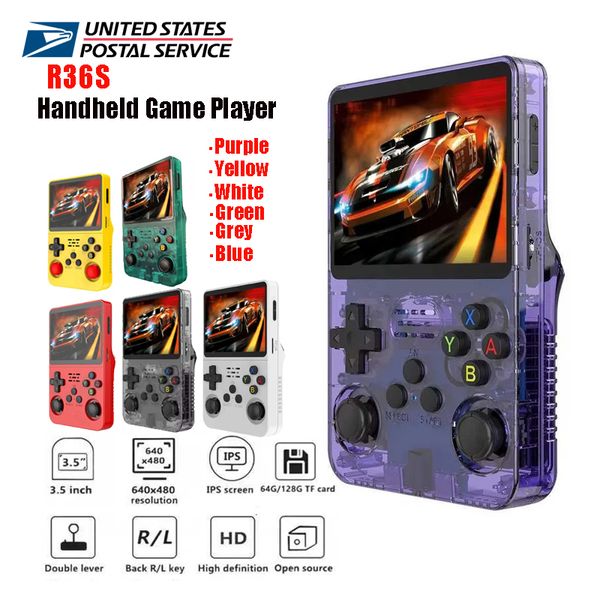 R36S Handheld Game Player Video Game Console 35 Inch 128G Classic Games for Kids Open Source Portable Game Machine Pocket Video Player 7 Colors