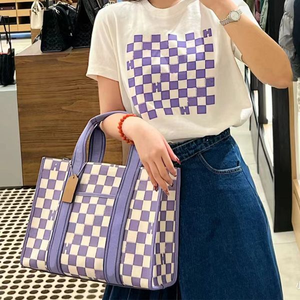 Fashion Checkered Tote Bag Vintage Smith Single Shoulder Shopping Bags