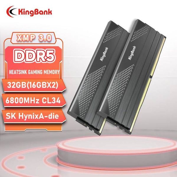 KingBank Hynix A Die DDR5 Memory 32GB16GBx2 / 16GB 6800MHz Black High-Speed RAM for Gaming And Computing