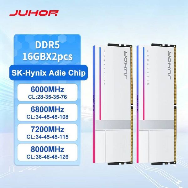 JUHOR RGB DDR5 32GB16GBX2 6000MHz 6800MHz 7200MHz 8000MHz DDR5 16GB Desktop Memoria Ram